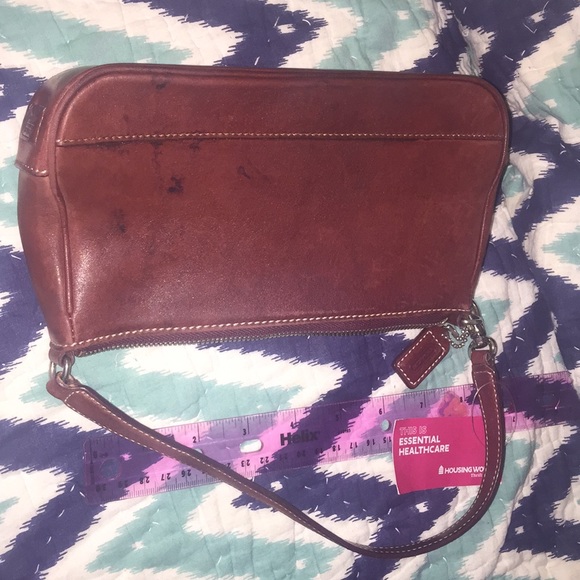 Small Brown Leather Coach Purse with Logo Dangle - Picture 6 of 8